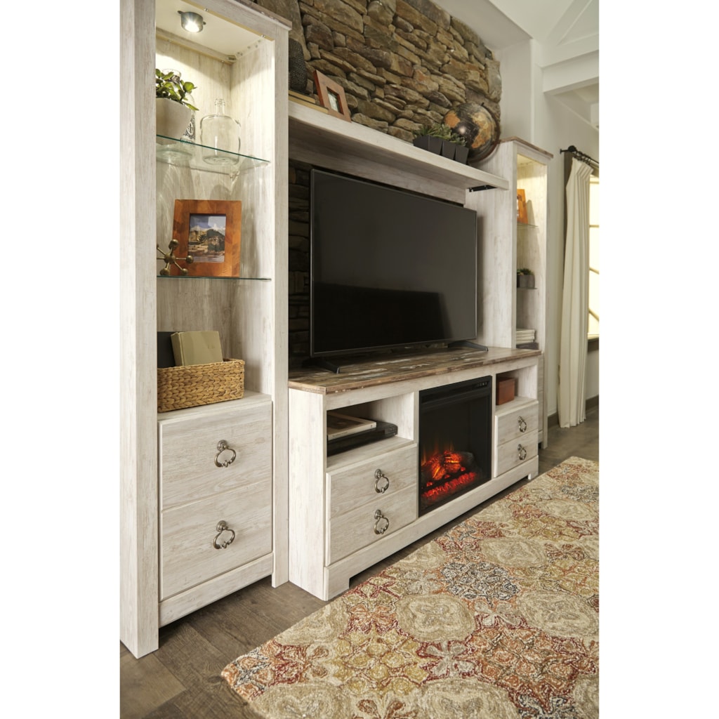 Signature Design by Ashley Willowton Entertainment Center with Fireplace Insert | Furniture and ApplianceMart | Wall Unit Shop for the Signature Design by Ashley Willowton Entertainment Center with Fireplace Insert at Furniture and ApplianceMart - Your Stevens Point